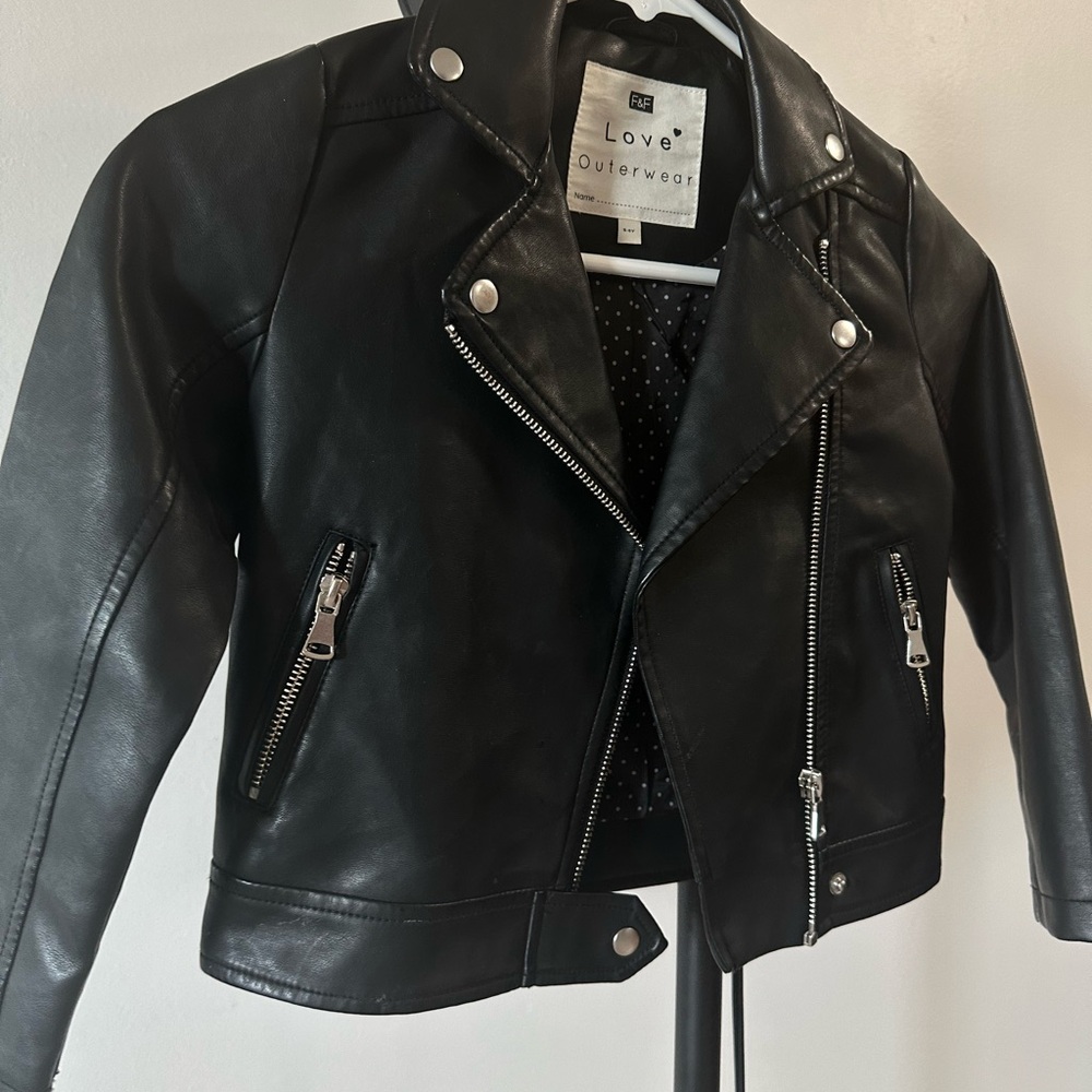 Love Black Leather Jacket Asymmetrical Zip Lapel Collar